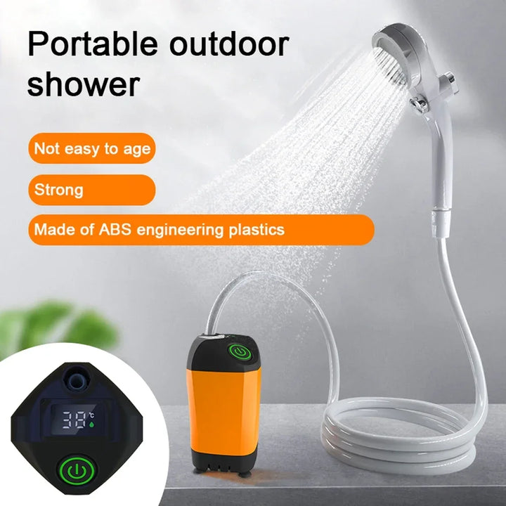 Outdoor Camping Shower IPX7 Waterproof with Digital Display Portable