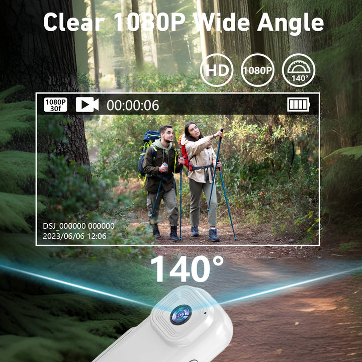 1080P HD Sports Camera, 120° Wide Angle, with Back Clip, Motion Detection, for Outdoor, Camping, Hiking, Riding