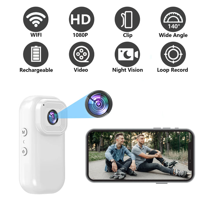 1080P HD Sports Camera, 120° Wide Angle, with Back Clip, Motion Detection, for Outdoor, Camping, Hiking, Riding